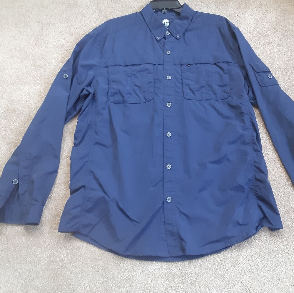Ocean & Coast Microfibre Button-Down Collar Activewear Shirt, RollUp Sleeve Tabs